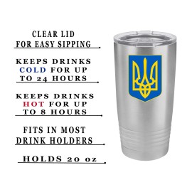 Rogue River Tactical Ukraine Flag 20 Oz. Stainless Steel Travel Tumbler Mug C...