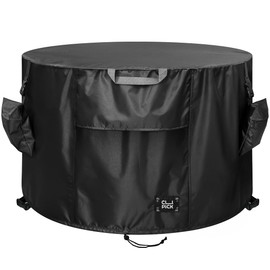CUPICK Fire Pit Cover,Heavy-Duty Waterproof Tear-Resistant FirePit Covers Round with Sandbag,Weather and Fade Resistant Fire Pit Cover Round Fits for 42-44 Inch Fire Pit/Table,Black 44" D x 24" H