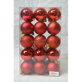 Decoris 30 Christmas Tree Baubles Decorations 60MM - Christmas Red 340710 by Decoris