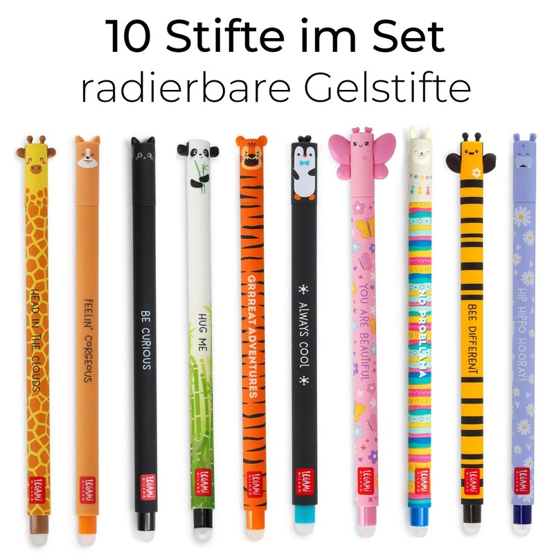 LEGAMI Pen Set [12 Pieces], Erasable Gel Pens with Hippo,