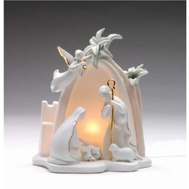 Appletree Design Bethlehem Holy Family Nativity, Lighted, 7-1/2-Inch Tall, Includes Light Bulb and Cord