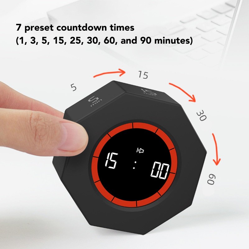 Pomodoro Timer, Hexagon Flip Timer, Desk Productivity Cube Timers with