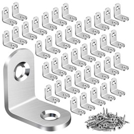 60PCS L Bracket Corner Brace, Stainless Steel L Brackets for Shelves, Metal Corner Bracket, Small Right Angle Bracket for Wood Furniture Chair Drawer Cabinet with 120PCS Screws (0.79 x 0.79 inch)