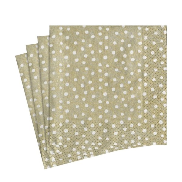 Caspari Small Dots Paper Luncheon Napkins in Platinum - Two Packs of 20