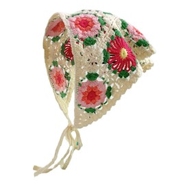 Solyinne Women's Crochet Head Kerchief Knitted Hair Scarf Headwrap for Women Girls Floral Fruits Headband