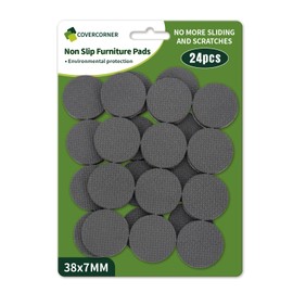 COVERCORNER Non Slip Furniture Pads 24 PCS 1 1/2'' Round - Anti Slip Furniture Pads - Self Adhesive Rubber Feet Furniture Feet - Chair Leg Floor Protectors - Keep Furniture in Place
