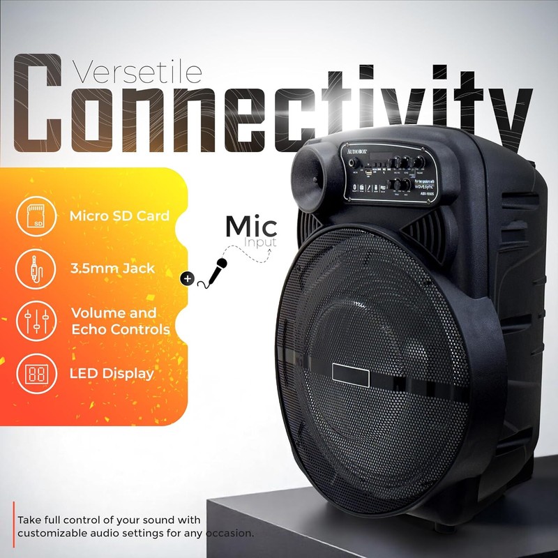 Dazone 15" Party Bluetooth Speaker Rechargable Subwoofer Karaok Wireless Mic