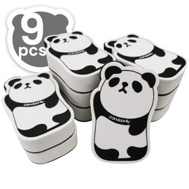Pandaonly 9 Packs Whiteboard Rubber Mini,Panda Animal Shaped Magnetic Whiteboard Eraser,Chalkboard Eraser for Classroom Home Office School