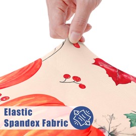 Moosfor Round Spandex Thanksgiving Tablecloth, Elastic Fitted Waterproof Tablecloths for 45"-56" Tables, Stretch Washable Picnic Table Cover for Autumn Harvest Parties, Pumpkin Leaf