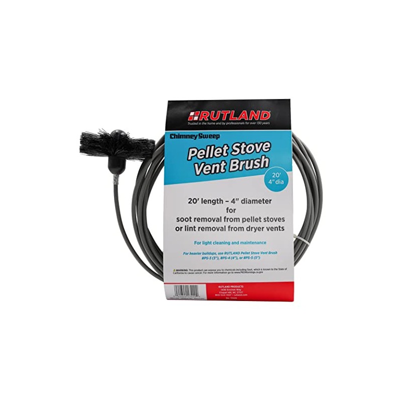 Rutland 4-Inch Pellet Stove/Dryer Vent Brush with 20-Feet Handle