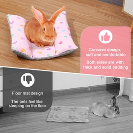 Hedgeink Rabbit Bed Thickened and Soft Bunny Bed Washable Cuddle Cushion Plush Mat Double-Sided Plush Small Pet Flop Mat Cotton Pillow for Rabbit