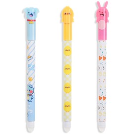 Pack of 3 Erasable Gel Pens Black Ink Cute Cartoon Erasable Pen Tip 0.5 mm Lead Diameter Ball at the End for Removing Ink without Wearing the Sheet for Children Students School Office