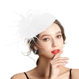 Takmor Kentucky Derby Hats for Women,Fascinators for Women Tea Party Tea Party Hat for Women for Church Cocktail Wedding White