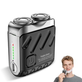 Rasierer Herren Elektrisch, 9000 U/min IPX7 Wasserdichter Mini Rasierer, Magnetischer Doppelring-Scherkopf, mit 9 Scharfen Stahlklingen, Tragbarer Elektrischer Rasierer für Zuhause, Auto, Reisen