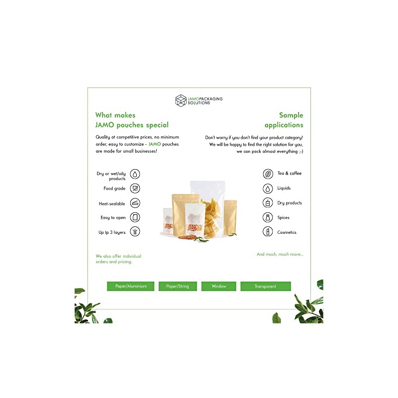 Jamo Solutions | 50pcs, 250ml | Tear Notch Kraft Paper