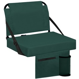 Besunbar Stadium Seats for Bleachers with Back Support Bleacher Seat Soft Cushion Light Weight Includes Shoulder Strap & Cup Holder, Front & Back Zipper Pocket, Suitable for Sports Events,Green