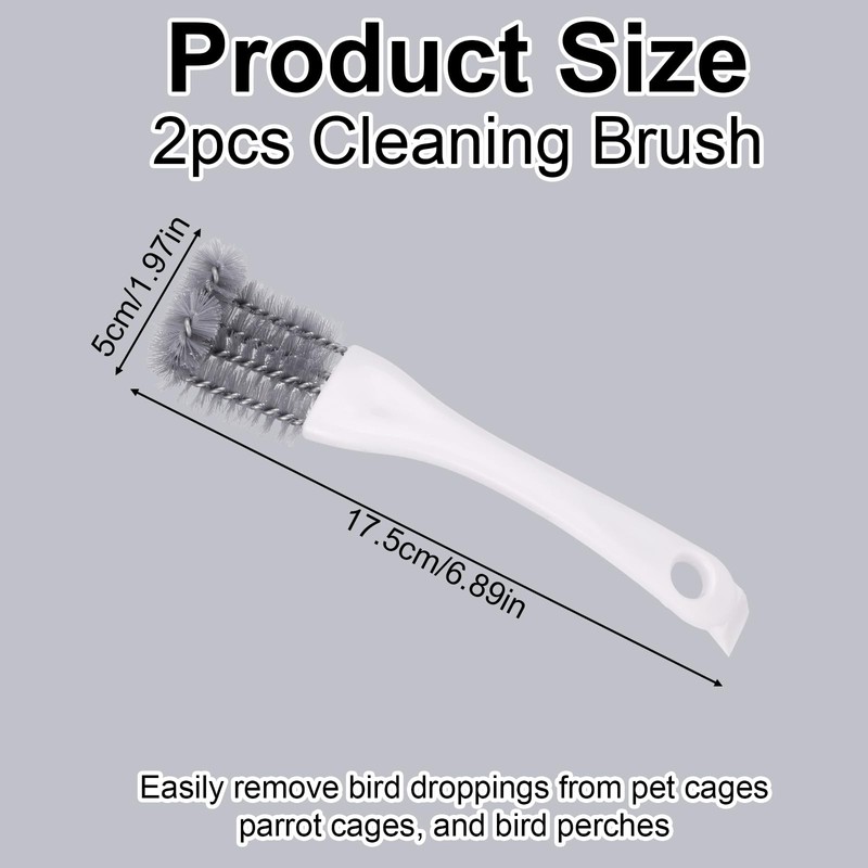 2pcs Bird Cage Cleaner with Long Handle, Bird Cage Brush