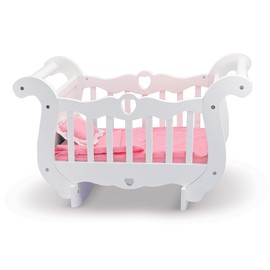 Melissa & Doug White Wooden Doll Crib With Bedding (30 x 18 x 16 inches)