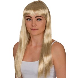 Ladies Long Straight Wig Fancy Dress Accessory Cosplay Party Wigs (Blonde)