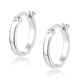 Jewlpire 925 Sterling Silver Hoop Earrings for Women, 15mm Sterling Silver Hoop Earrings Lightweight Small Hoop Earrings Huggie Earrings