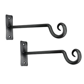 Living Ideas Hand Forged Metal Plant Hanger Bracket Set of 2 Pcs Wrought Iron Handmade Hanging Shepherds Hook for Bird Feeders Lanterns and Baskets Farmhouse Heavy Duty Garden Plant Bracket