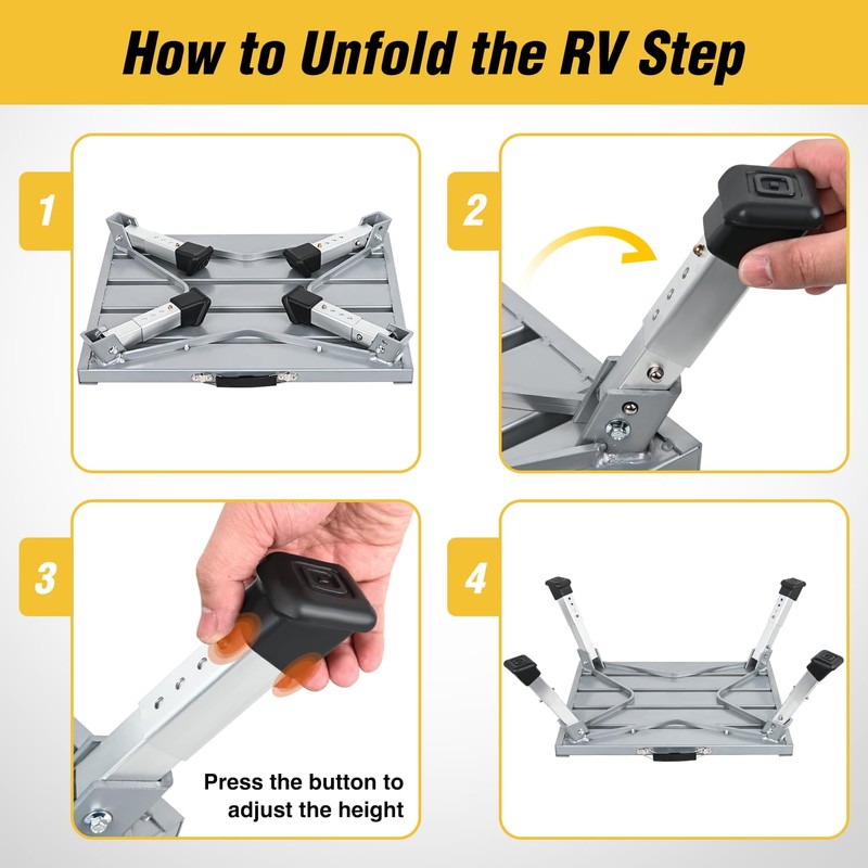 Nilight RV Step Stool Aluminum Folding Platform Steps 19x14.5 RV