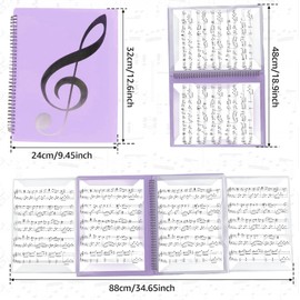 Yharnamite Sheet Music Folder, 4 Page Expand Music File Folder, A4 Score Folder, Waterproof Writable Spiral Bound Sheet Music Binder/Holder, File Storage Folder, Music Stand (Purple)
