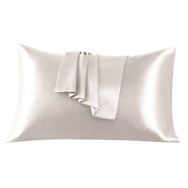 Satin Cushion Cover, 50 x 90 cm, Pack of 2, 100% Satin, Super Soft Pillowcase, Beige Cushion Cover