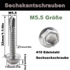 Fajoeda 5.5 x 32 mm Hexagonal Self-Drilling Screws, 40 Pieces