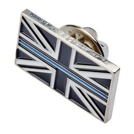 Thin Blue Line Union Jack UK GB Metal Tie Pin Lapel Badge