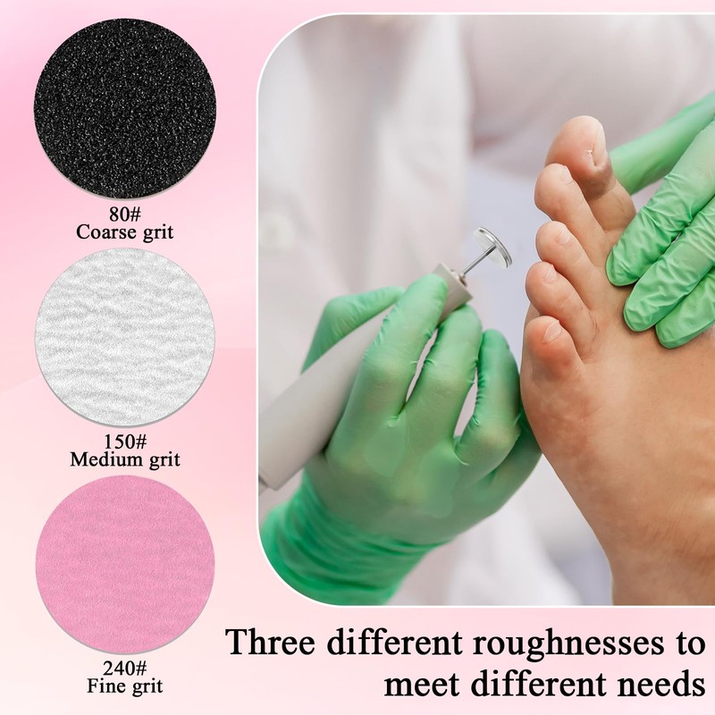 Pack of 60 Sanding Discs Pedicure, 25 mm Sandpaper Discs
