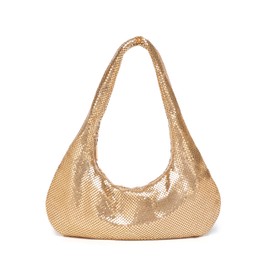 YUWITA Metallic Evening Bag Small Bling Sparkly Sequin Clutch Purses for Women Dressy Wedding Party Formal Events (Gold)