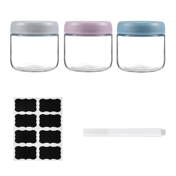 ZhouZGlass 3 pack 10oz Overnight Oats Containers with Lids, Glass