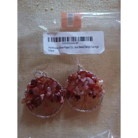 Chuvora New Chuvora Tree of Life Burgundy/Light Mixed Gemstones Dangling Earrings