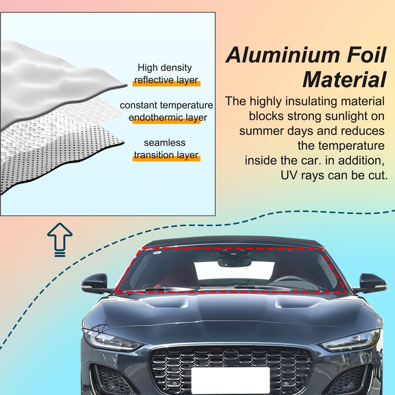 Daeiclru Windshield Sunshade Compatible with Jaguar F-Type 2013-2024, Front Window