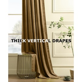Nemia Gold Brown Velvet Curtains Thermal Insulated Blackout Curtain for Bedroom Window Living Room Darkening Luxury Vintage 108 Inches Long Heavy Drapes Panels Rod Pocket Set of 2