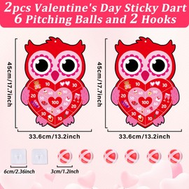 chiazllta 2PCS Valentine's Day Dart Board Sticky Balls Toys Games Valentines Owl Dart Board Kit with 6 Red Sticky Balls and 2 Hooks for Kids Boys Girls Valentine Indoor Outdoor Sports Fun Party Games