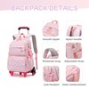 3Pcs Girls Rolling Backpack Kids Bookbag with Wheels Set Elementary