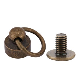 20PCS Conjuntos de Botón de Cabeza Redonda de Latón Remaches Leathercraft Bricolaje Artesanal de Cuero Metal Remache con Hebilla para la Correa del Cinturón Zapatos de Decoración (Bronce)