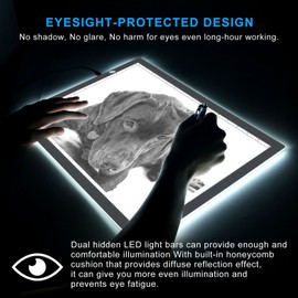 LitEnergy A3 LED Copy Board Light Tracing Box, Ultra-Thin Adjustable USB Power Artcraft LED Trace Light Pad for Tattoo Drawing, Streaming, Sketching, Animation, Stenciling (Silver)