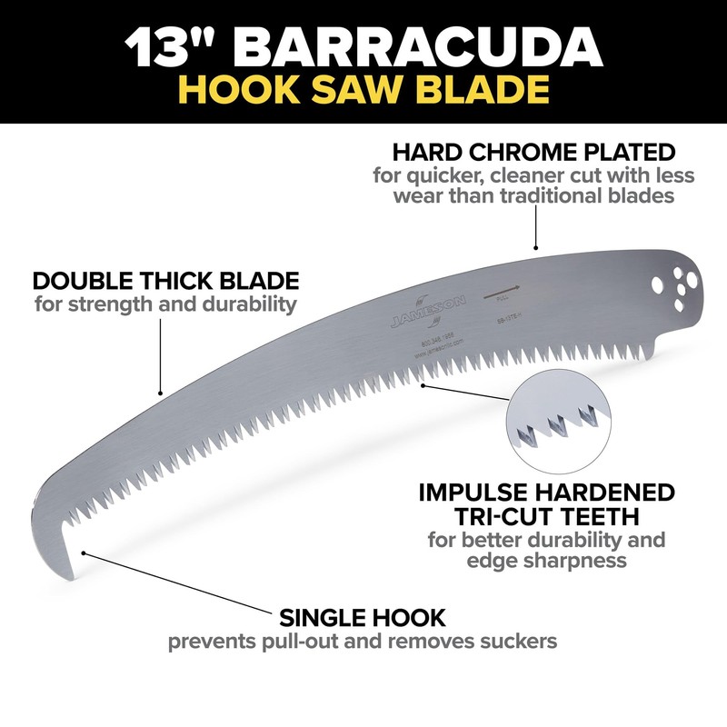 Barracuda™ 13" Tri-Cut Saw Blade with Hook – Hard-Chrome Plated