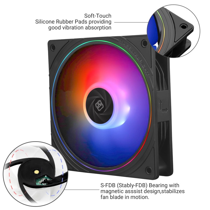 Thermalright TL-S12-S X3 CPU Case Fan, 120mm PWM Silent Computer