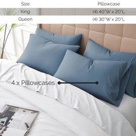 Southshore Fine Living, Inc. Pillow Cases Standard Size Set of 4, Luxurious, Ultra-Soft Microfiber Pillowcases, Hotel Quality Pillow Covers for Full, Twin or Queen Pillows, 20" x 30", Coronet Blue