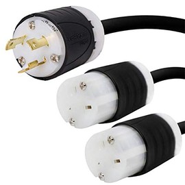 NEMA L6-30P to 2X 6-20R Y Splitter Cord - 10 Foot, 20A/250V, 12/3 SJT - Iron Box # IBX-580036202