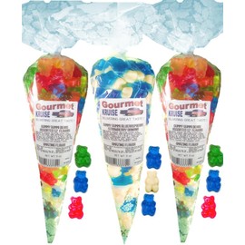 Gummy Bears (2) Assorted 12 Flavor Mix (1) Blue Raspberry White Strawberry Banana Gummi (NET WT 33 OZ) Gourmet Kruise Signature Gift Bags