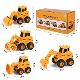 Olbyefly Construction Toys for 3 4 5 6 7+ Year Old Boys Kids Toddlers Girls, Sandbox Excavator Toy Trucks Construction Truck Toys Vehicles Bulldozer Road Roller Toy Christmas Birthday Gifts for Boys