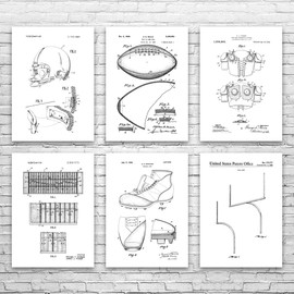 Patent Earth Football Posters Set of 6 (8x10), Football Decor, Gifts For Men, Man Cave Decor, Gift For Coach, Sports Art, Mom Gifts Black & White