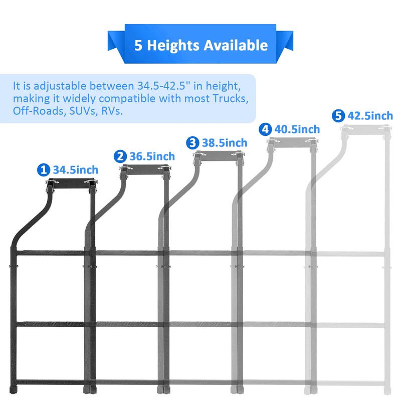 Wsays Universal Trucks Tailgate Ladder，Ladder Foldable & Height Adjustable for