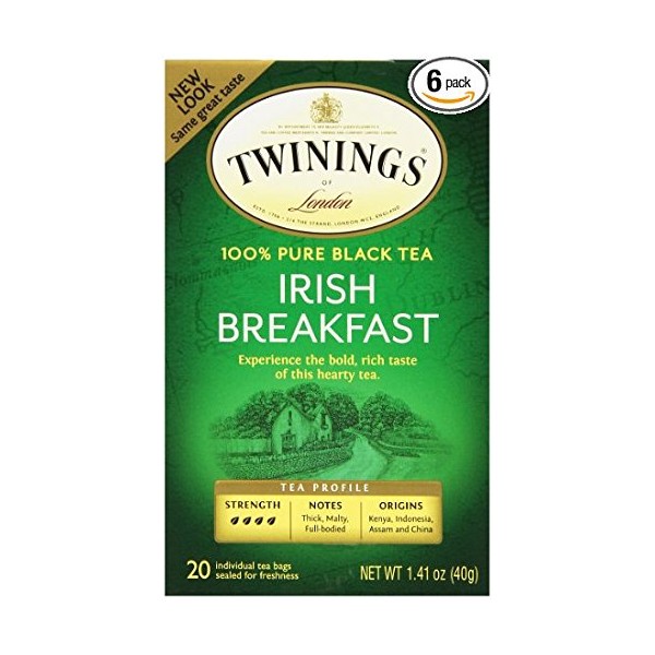 Twinings Irish Breakfast Tea, Tea Bags, 20-Count Boxes (Pack of