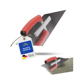 Karl Dahm® Soft Grip Toothed Trowel 3 mm for Left-Handed Users, Professional Smoothing Trowel, Stainless Steel, Ergonomic Handle, Fatigue-Free, Made in Germany, 13637